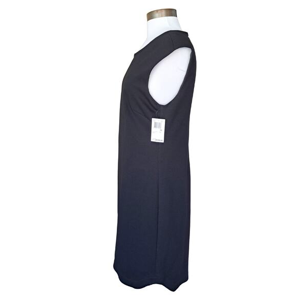 NWT Trina Turk Missy Black Ponte Sheath Dress Size 10 Leather Detail - Picture 13 of 14